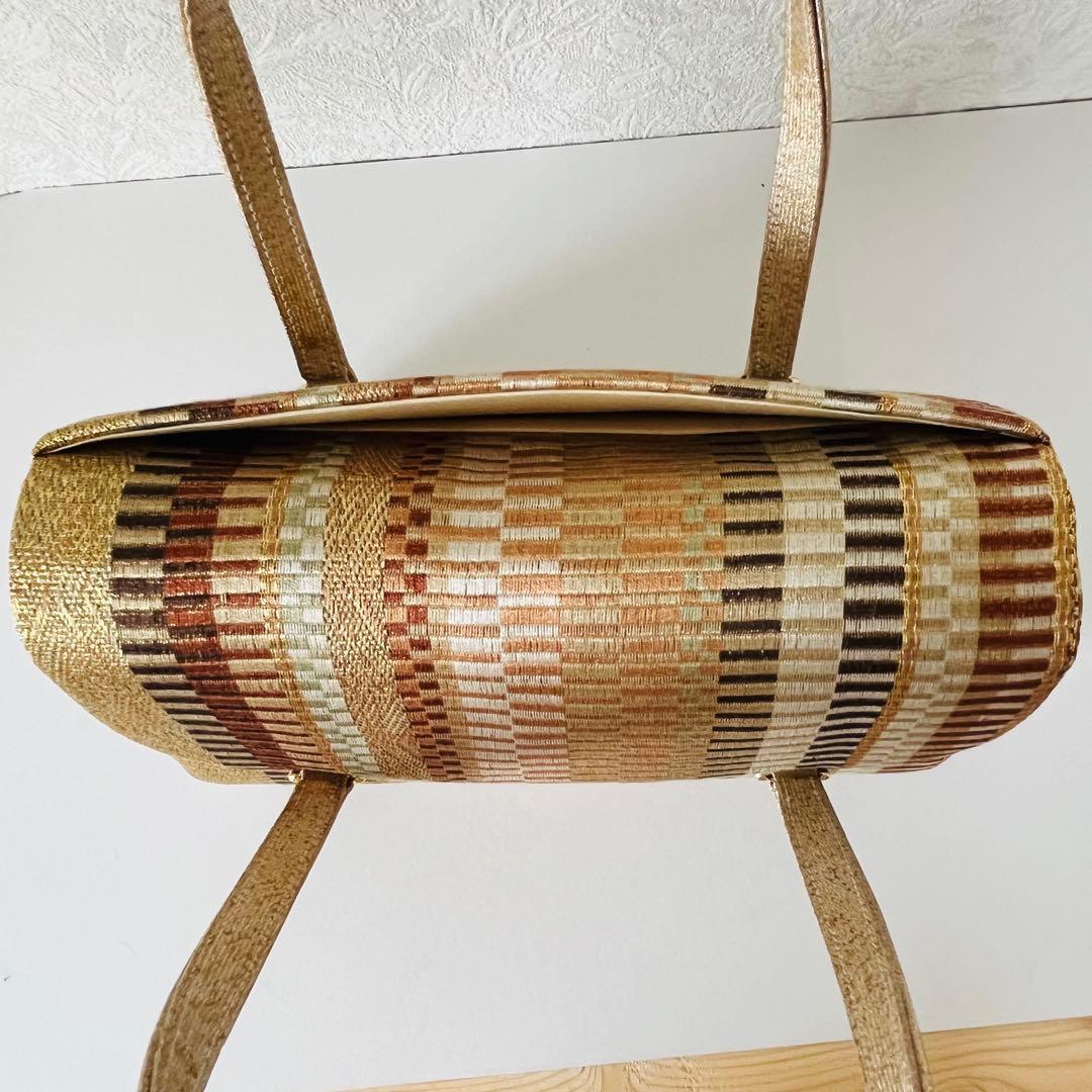 【極美品✨レア】利休バッグ　和装用バッグ　着物バッグ　織物　総柄　大容量