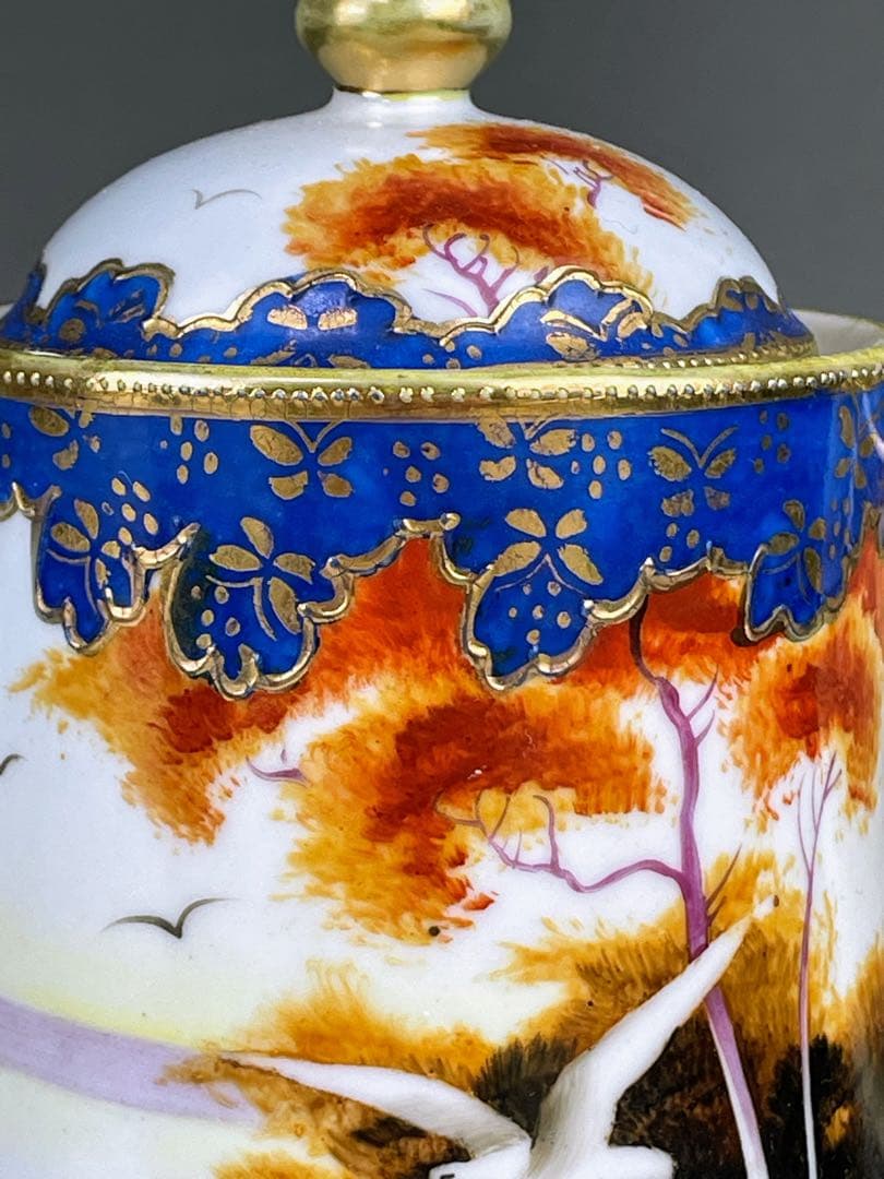 オールドニッポン カモメ 風景図 ティーポット アールヌーボー 金盛り