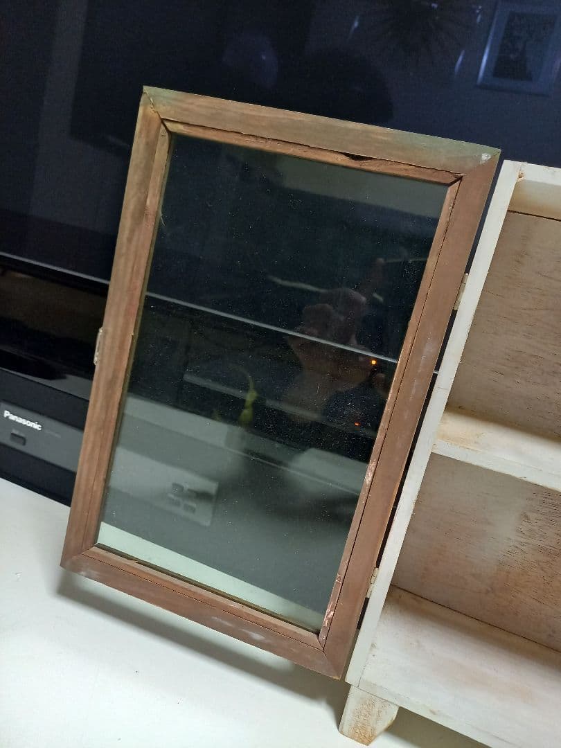 フレンチ シャビー ウッド ディスプレイ 卓上 ソーダガラス ショーケース