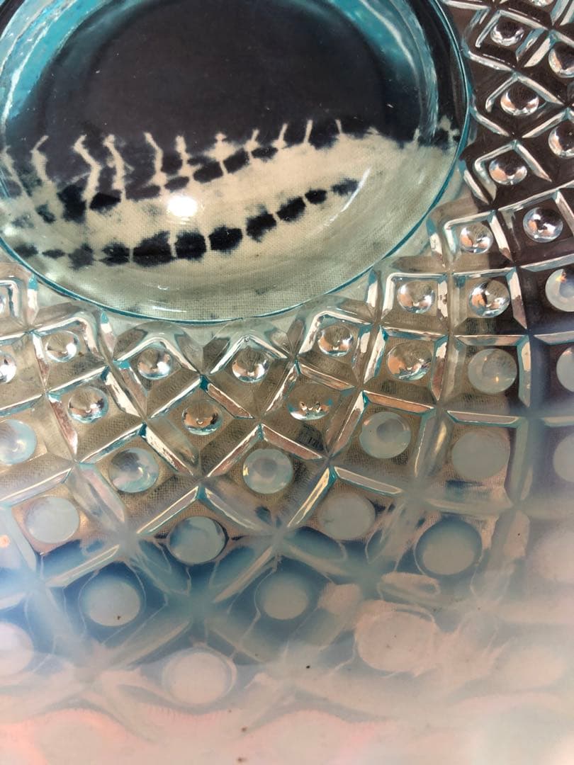 セール‼️断捨離逸品 縁波形フリル ブルーオパールセントボウル