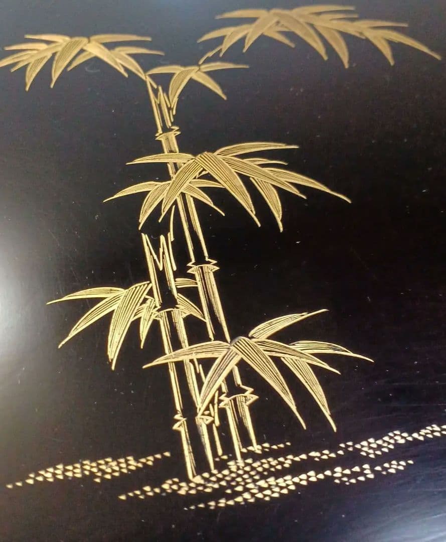 明治初期輪島塗沈金四方膳五客