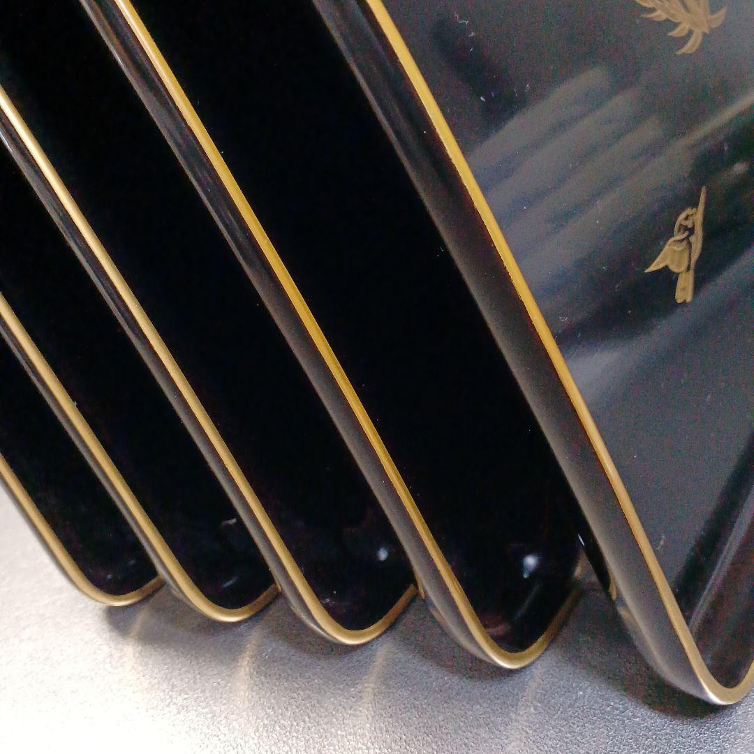 明治初期輪島塗沈金四方膳五客