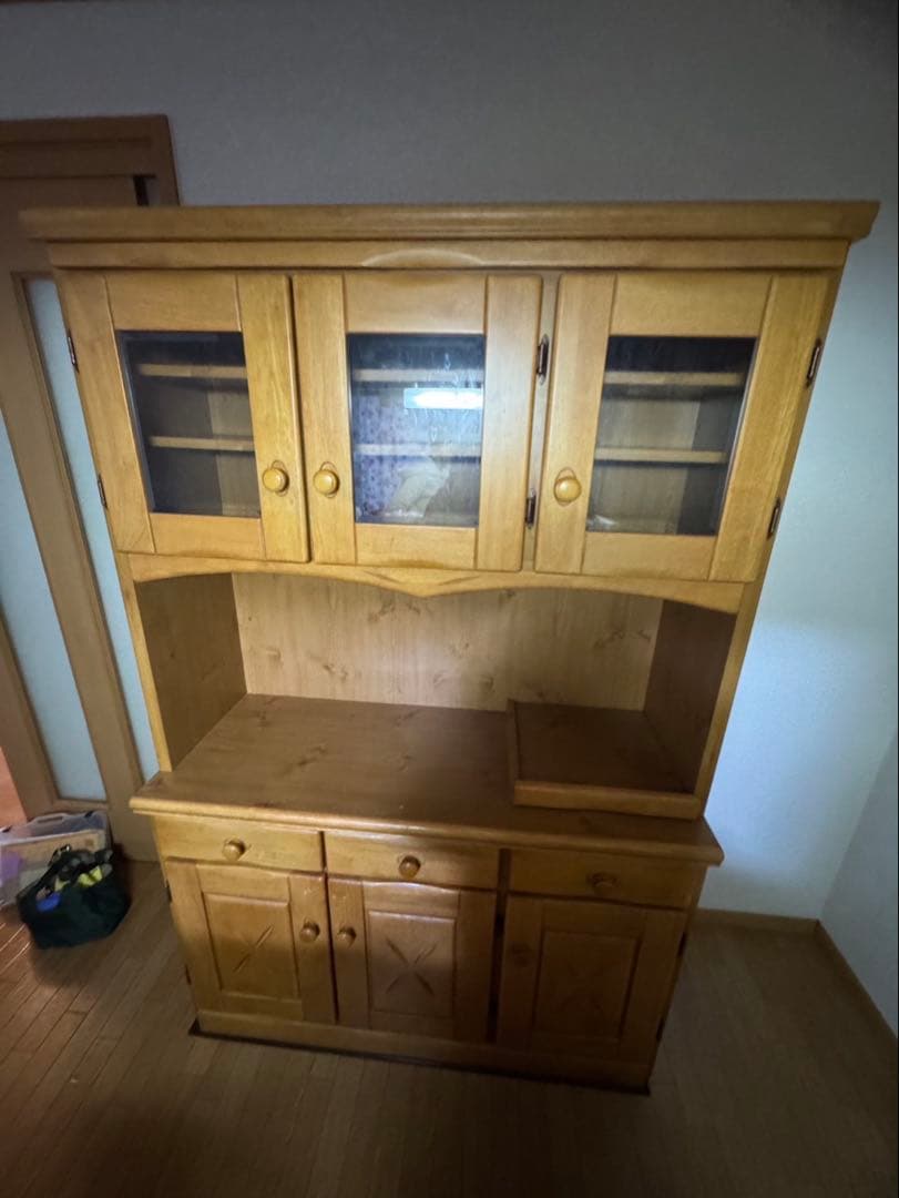 120cm幅　食器棚　カップボード　北欧風　木製　ウッドラック　上部分