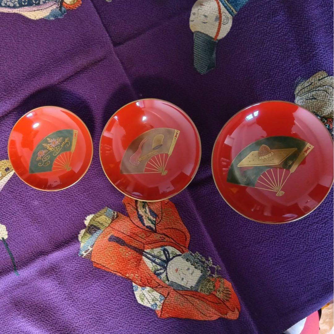 輪島塗　高級　漆器　扇面 ●屠蘇器　セット ●源氏香蒔絵　雪斉型お盆