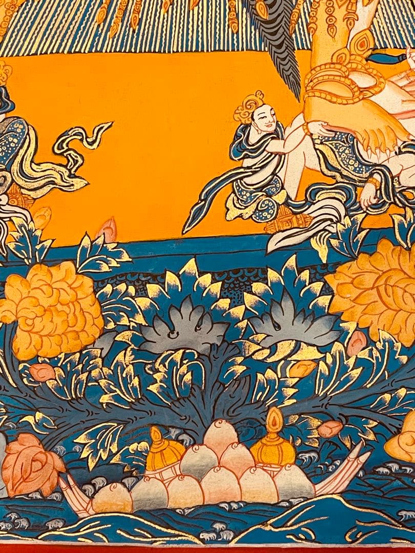 一点物 カーラチャクラ 曼荼羅 時輪金剛 手描き 約76.5 × 約53.5