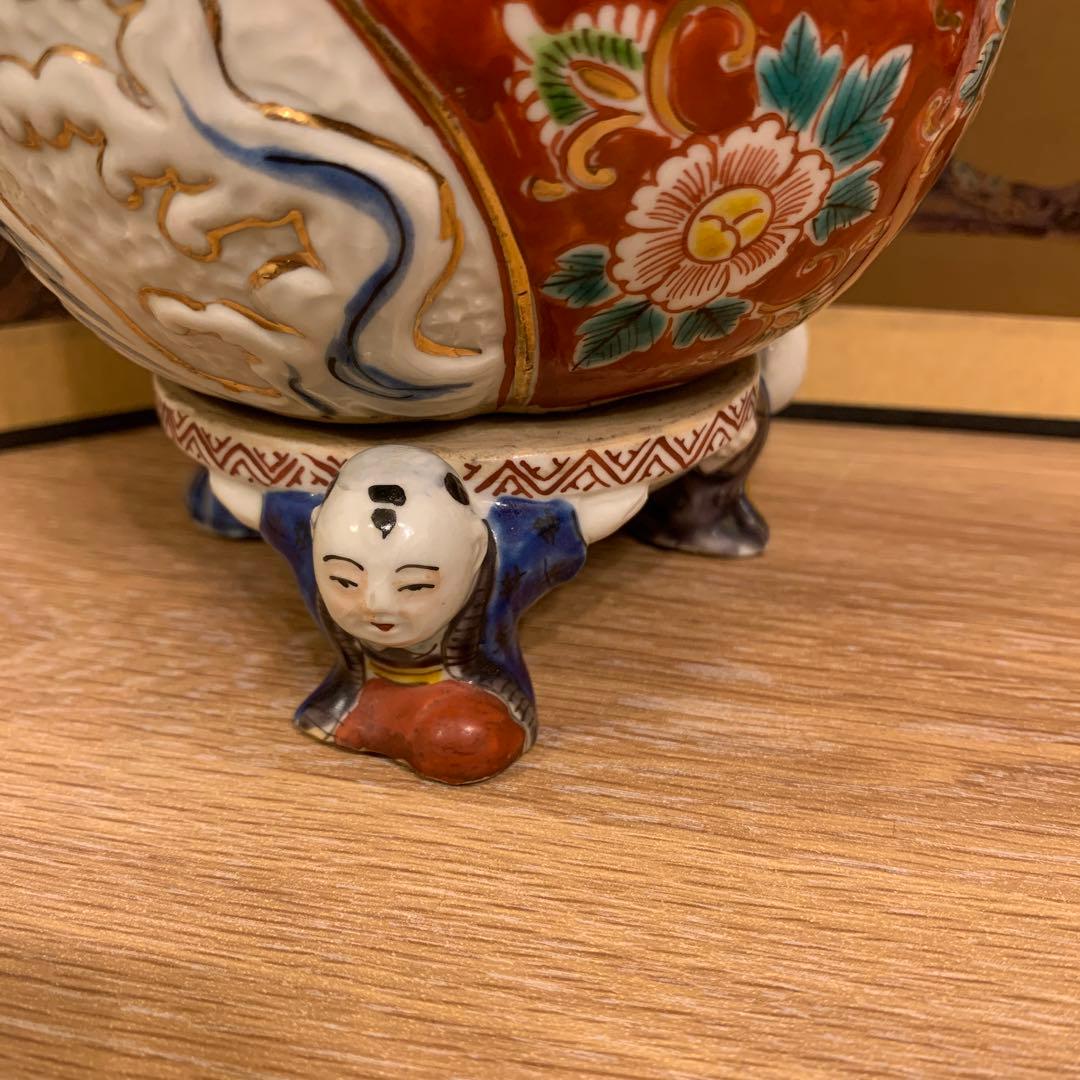 アンティーク　色絵三足香炉　1客　6