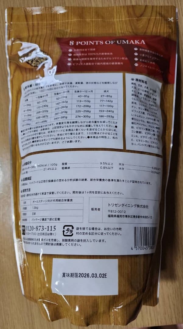 【yuuᵕ̈*ページ】うまか プレミアムドライフード 1.5kg×2