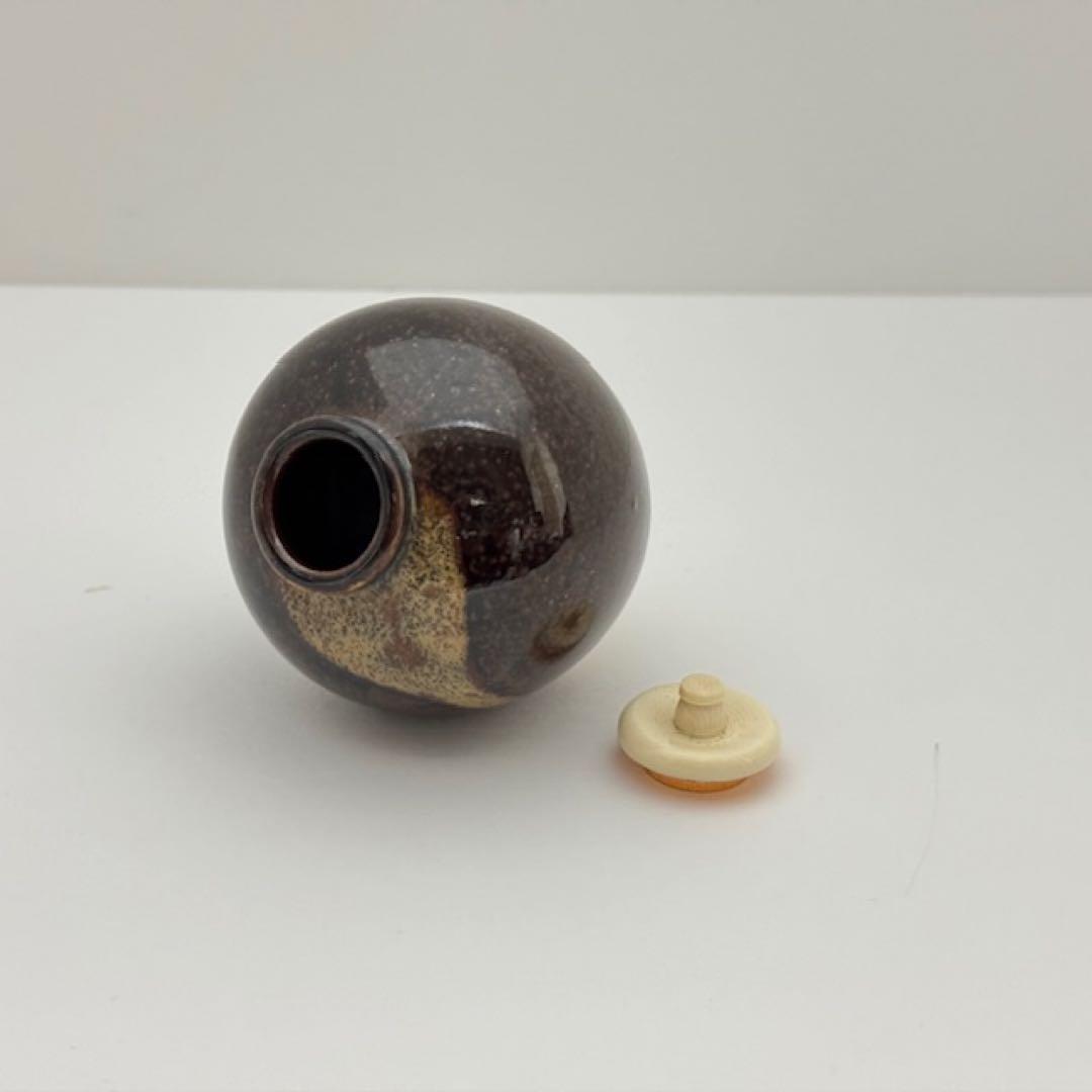 茶道具 岩崎新定 膳所焼 文琳茶入 共箱 茶道