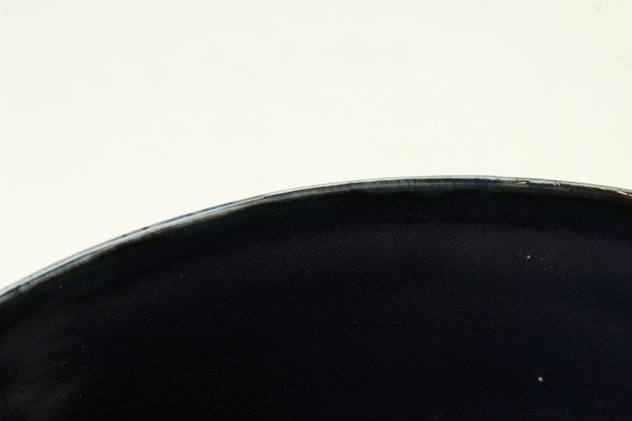 加藤巖作 藍彩茶碗 煎茶 美品 共箱(K-YC429)