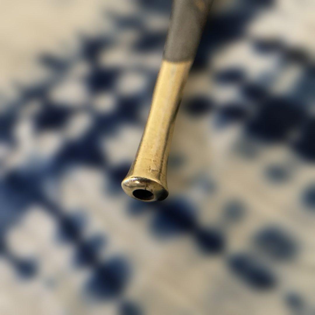金工師 芳老 煙管 キセル 金口 在銘 純銀 斑竹