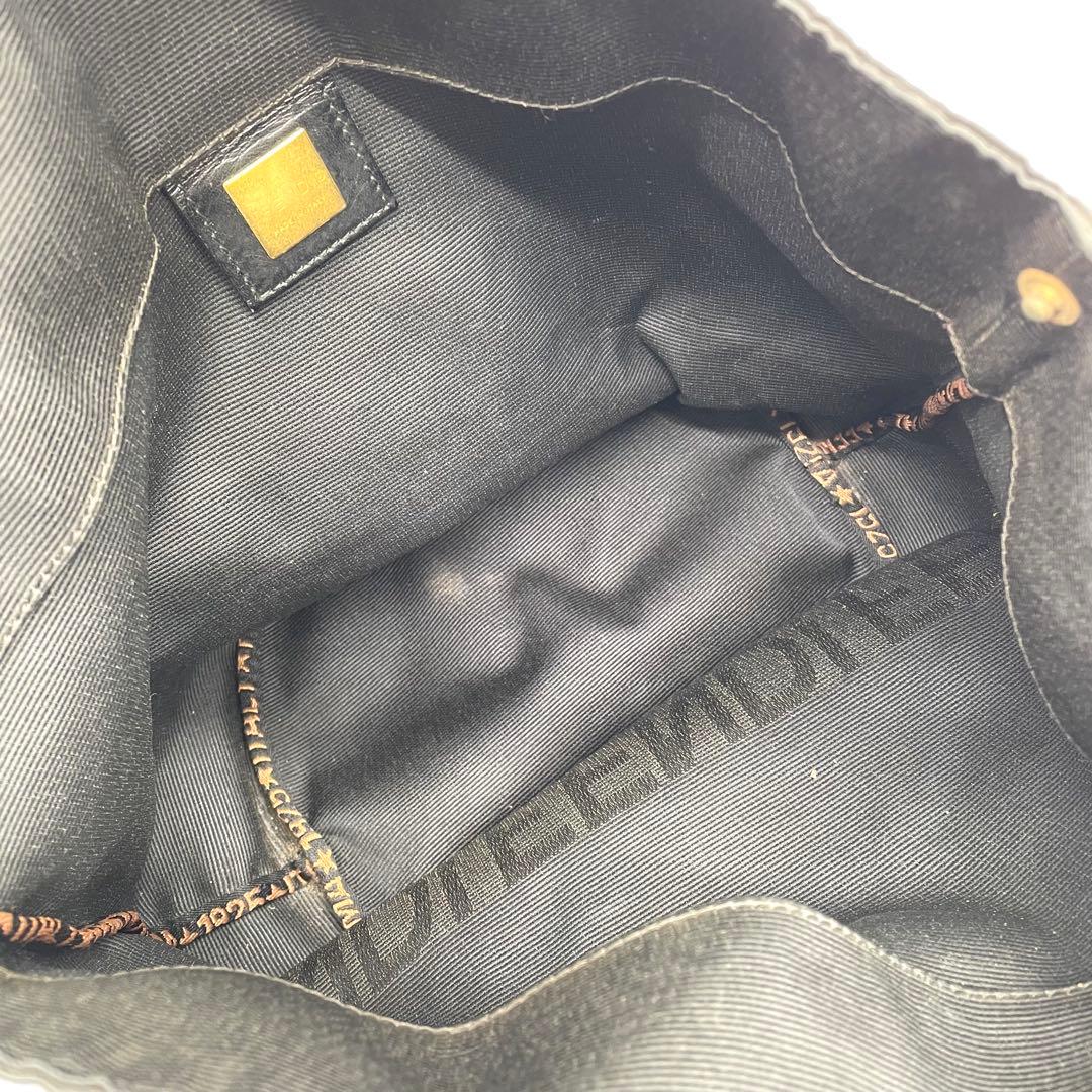 【美品】フェンディ　ミニトート　ハンドバッグ　ナイロン　バケット型　ロゴライン