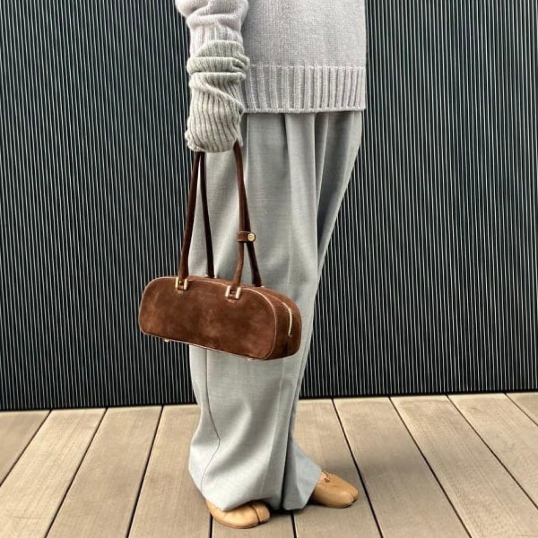 専用 別注CHRISTIAN VILLA スエードスクエア ロングハンドルバッグ