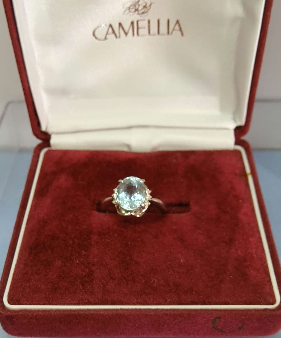 大粒アクアマリンリング♦2.85㌌✨／オーバル／#11／プラチナ枠／品質保証書付