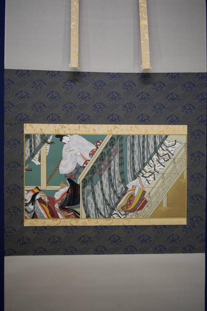 複製/作者不明/大和絵/人物出産図/横物/工芸/布袋屋掛軸HJ-326