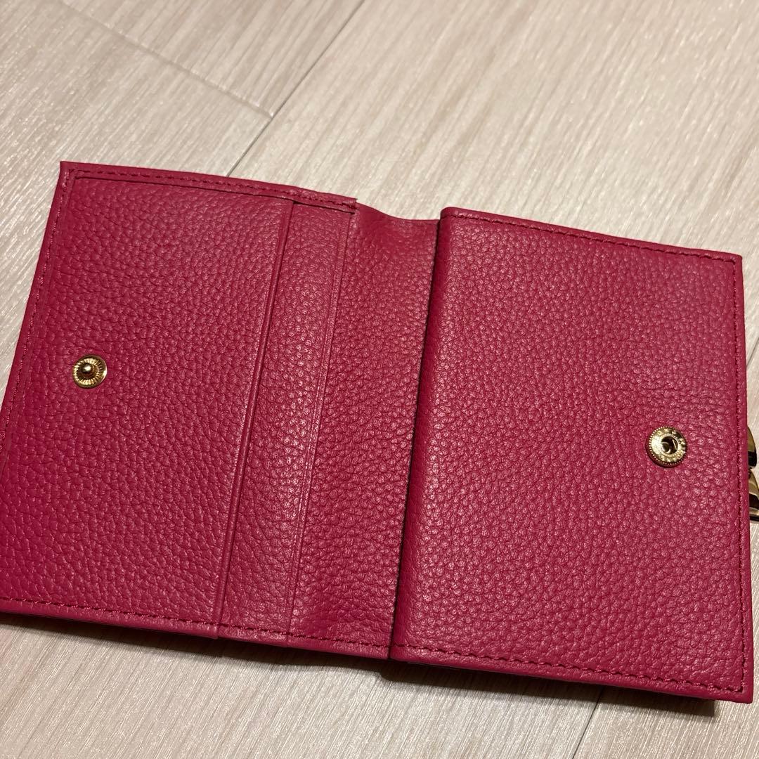 皇居財布 二つ折り がま口 レザー 本革 ピンク - メルカリ
