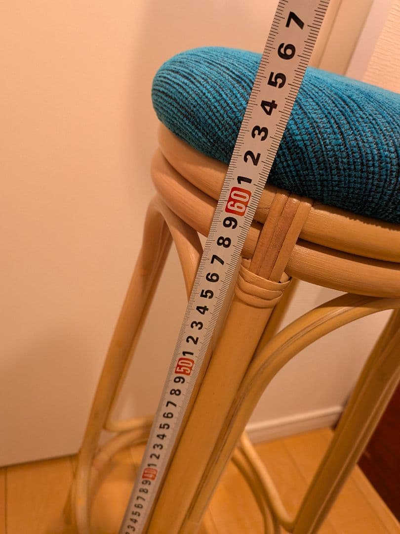 【美品】ラタン製スツール 2脚セット 青紫