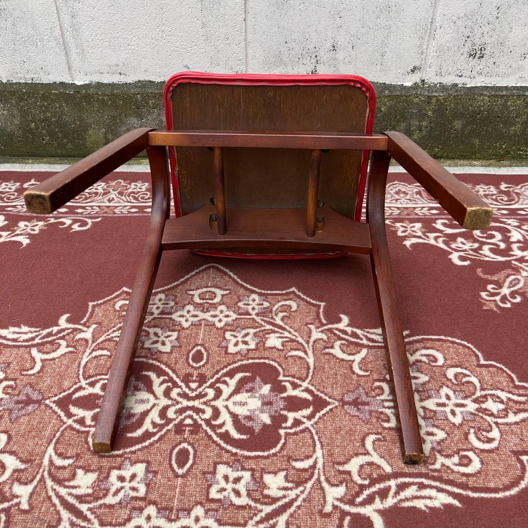 剣持勇デザイン ◾️ 秋田木工 木製スタッキングスツール 椅子 赤 レッド