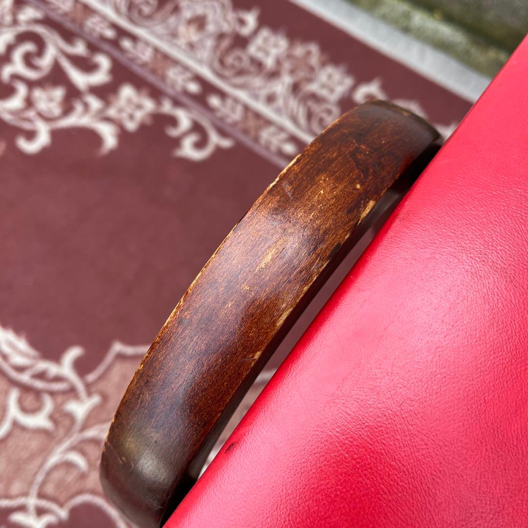 剣持勇デザイン ◾️ 秋田木工 木製スタッキングスツール 椅子 赤 レッド