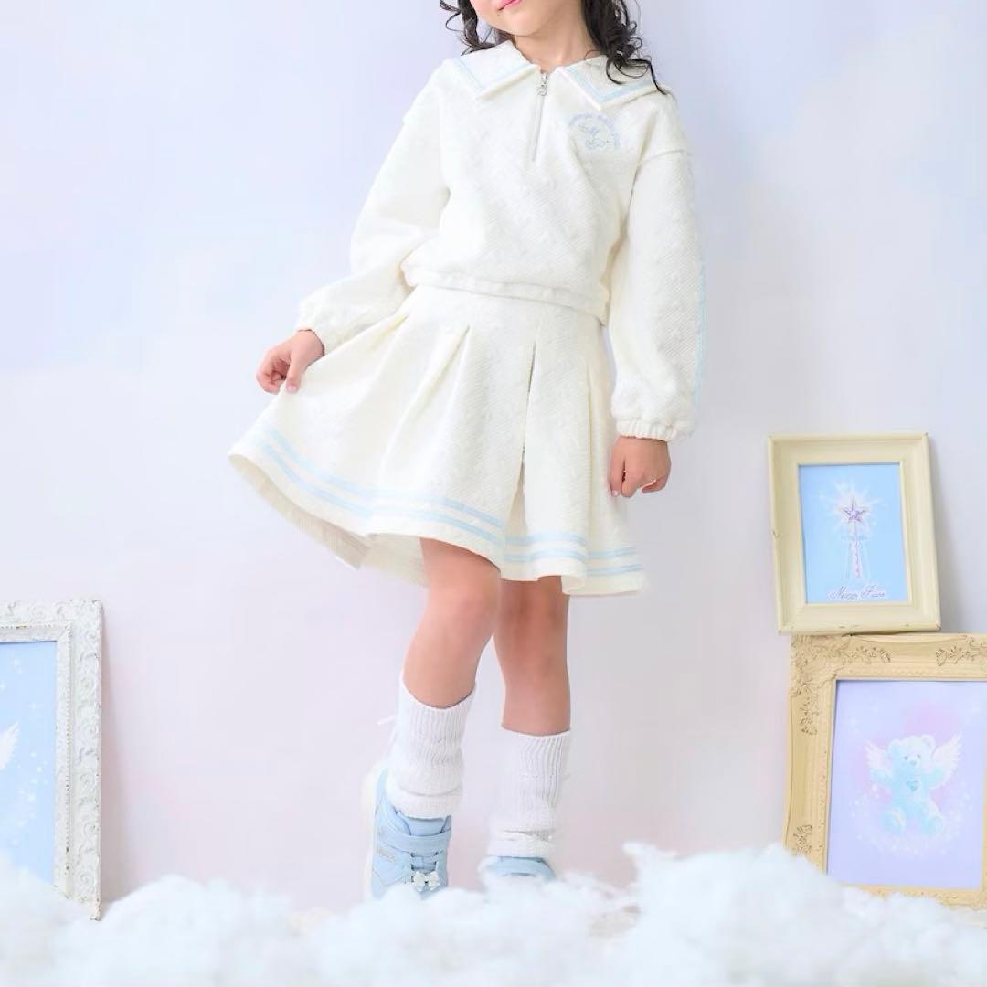 メゾピアノ新品新作タグ付きカットジャガードハーフZIPセーラーセットアップ130