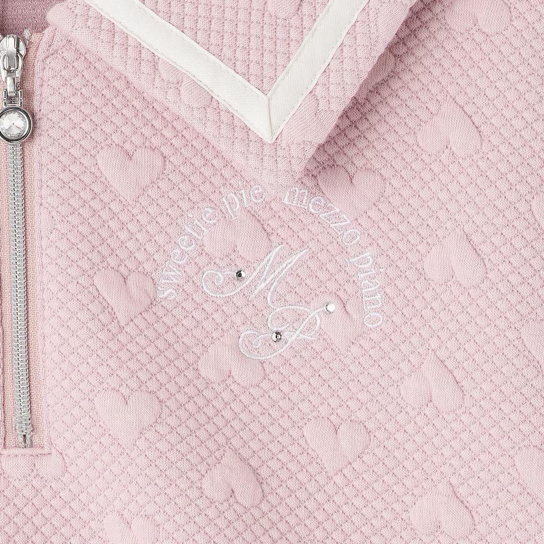 メゾピアノ新品新作タグ付きカットジャガードハーフZIPセーラーセットアップ130