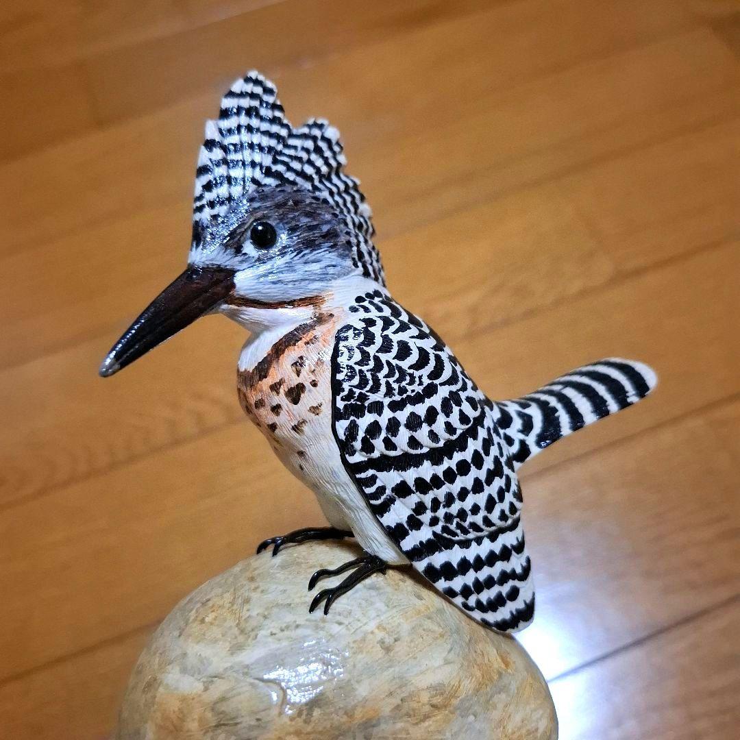 ヤマセミ バードカービング 木製鳥の彫刻 置物 - メルカリ