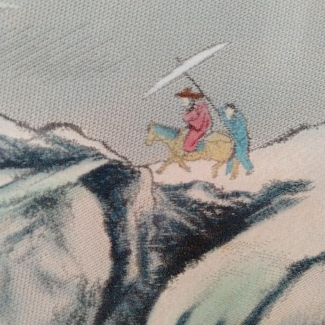 中国骨董水墨画名作【故宮博物院国宝唐寅山水名作刺繍複製、最高級錦緞真絲