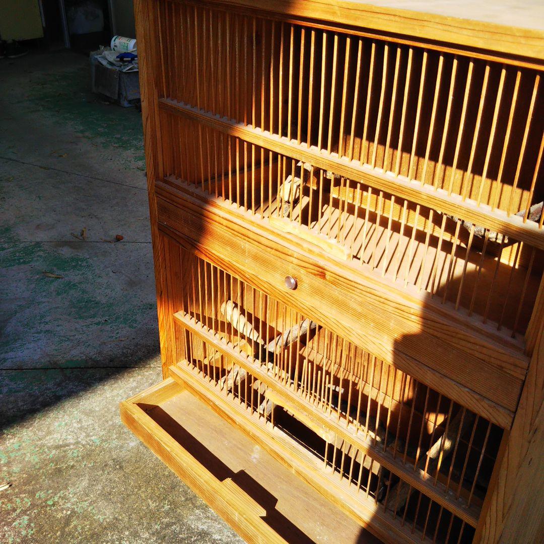 鳥籠 木製の鳥かご大型 二段作り