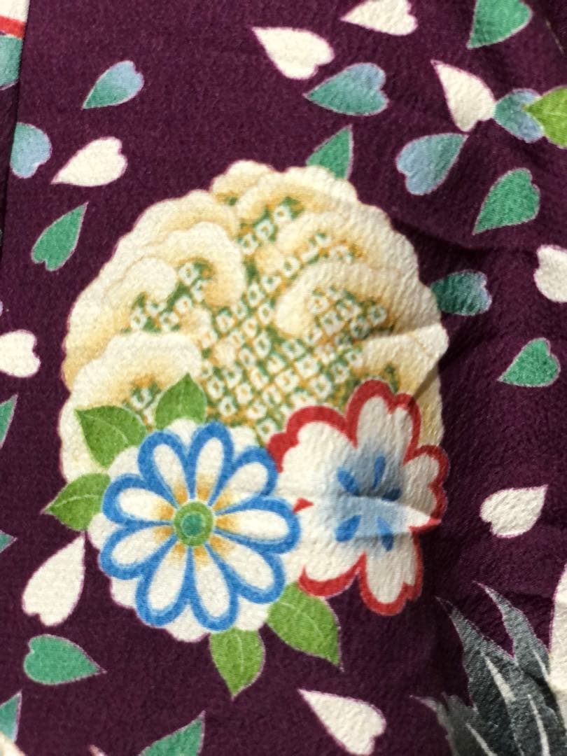 七五三 5歳　男の子　紫　鶴　花　羽織　着物　袴　セット　男児　五歳　５歳