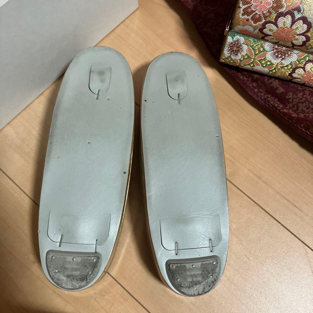 タイムセール中❣️成人式用 花柄和装用バッグと草履Lセット 写真撮りのみ使用 24