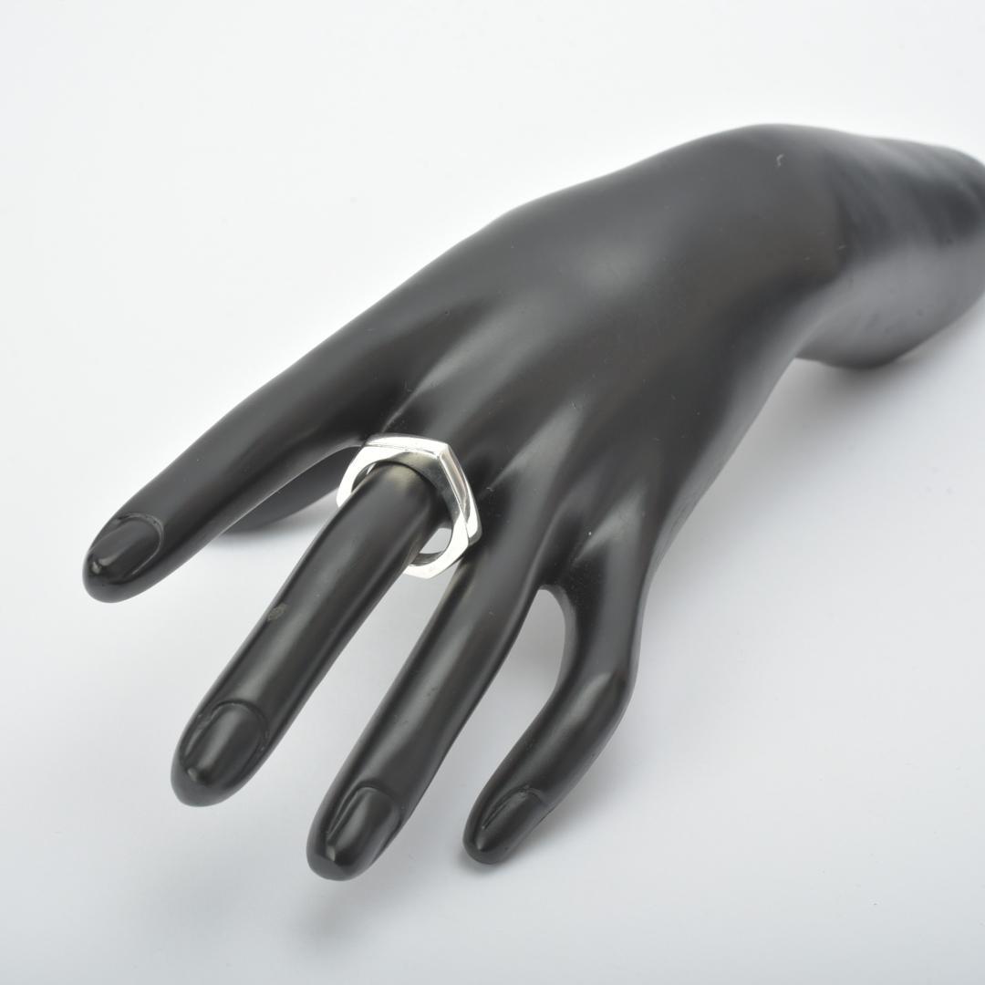 磨き済/美品 GUCCI リング 15号/17.6mm SV 925 ヘキサゴン