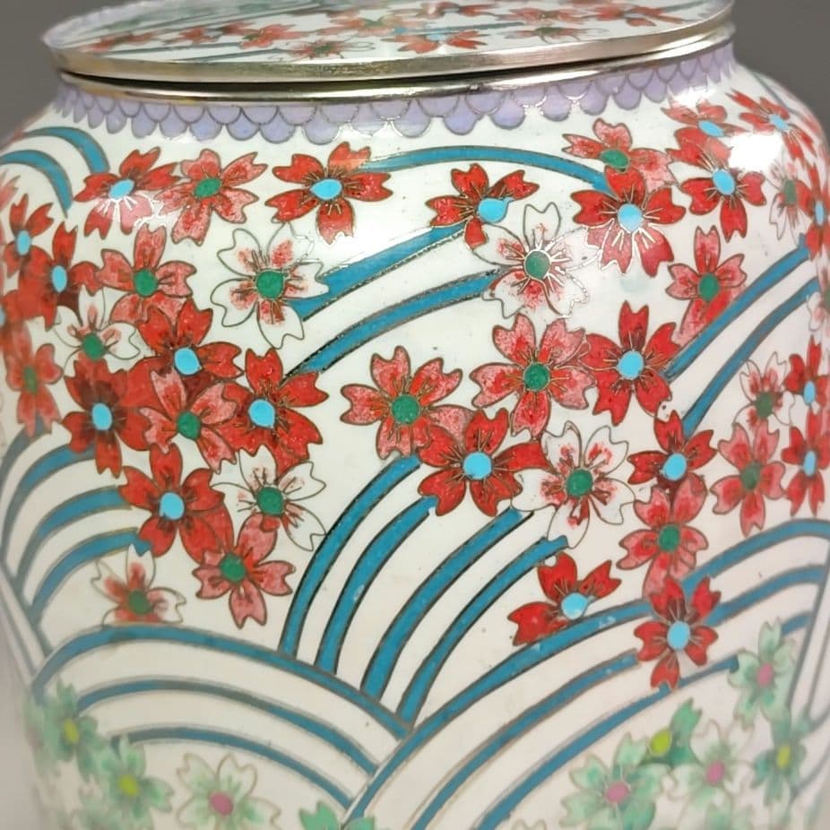 ウ249 水指『七宝 波桜尽くし紋 水指 木箱』茶道具