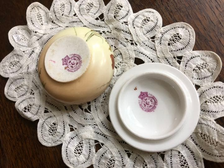 英国アンティーク クリスタル ボンボニエール ソーサー ハンドカット