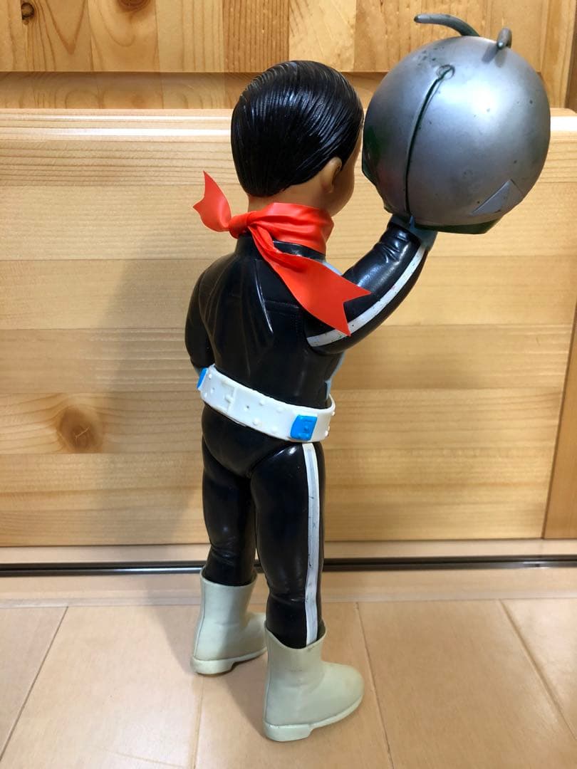 当時物 仮面ライダー 2号 旧バンダイ ソフビ 1本線 ポピー ブルマァク