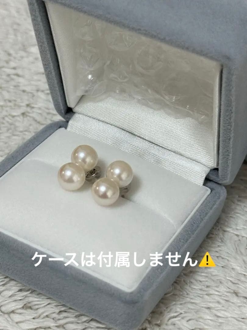 《Carina》 あこや真珠2粒ピアス7.5-8.0mm K14WGパールピアス