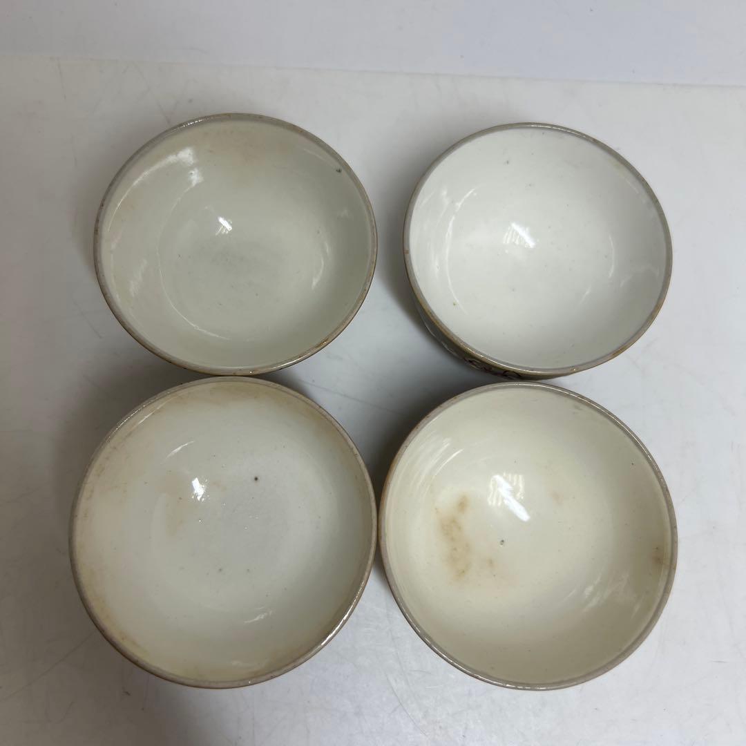萬古焼　色絵　煎茶碗4客　口径7.2㎝　東さ8-0124①