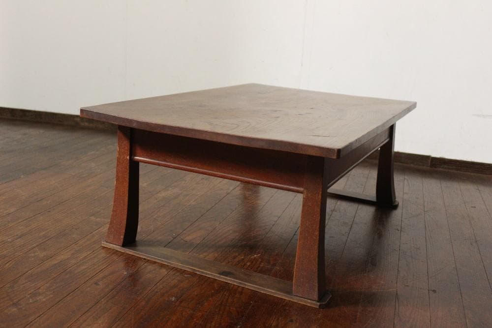 一枚板 古い欅材の木製座卓 花台文机店舗什器ちゃぶ台