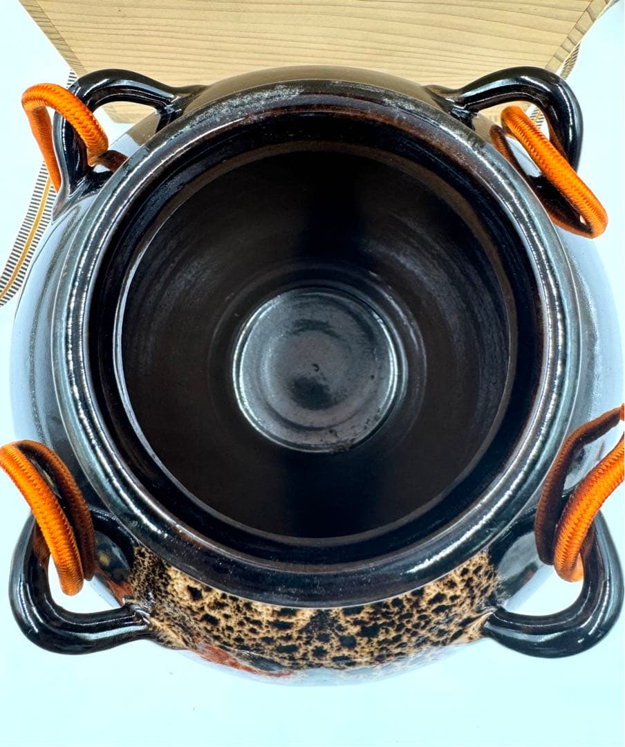 135 天目釉 飾壺 平安草山 未使用品 共箱