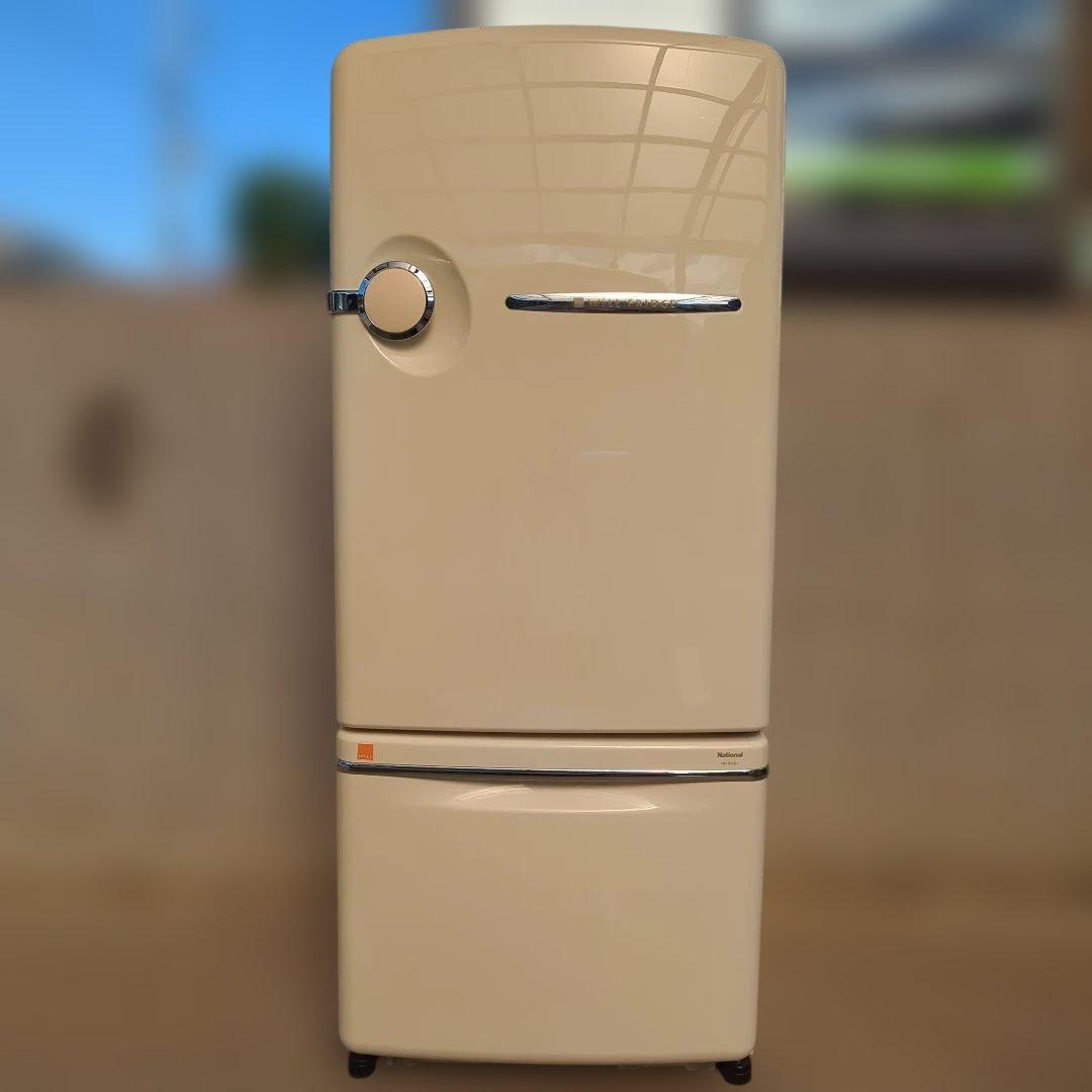N*H　クリーム色レトロ冷蔵庫 ナショナル ウィル NR-B26B1