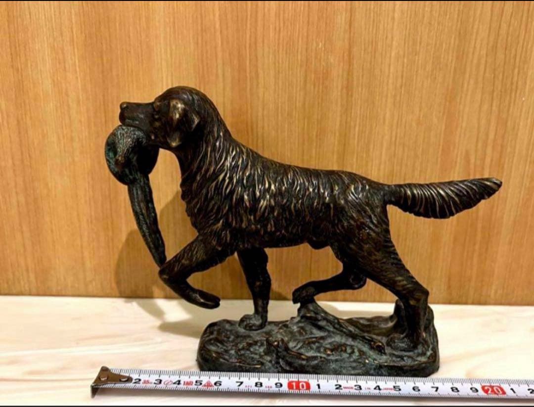 【平安時代蔵出し】ゴールデンリトリバー 犬 置物 骨董品 時代物K24 純金？