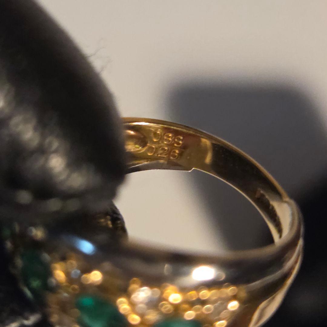 【美品】エメラルド　ダイヤモンド　リング　指輪　K18　PT900