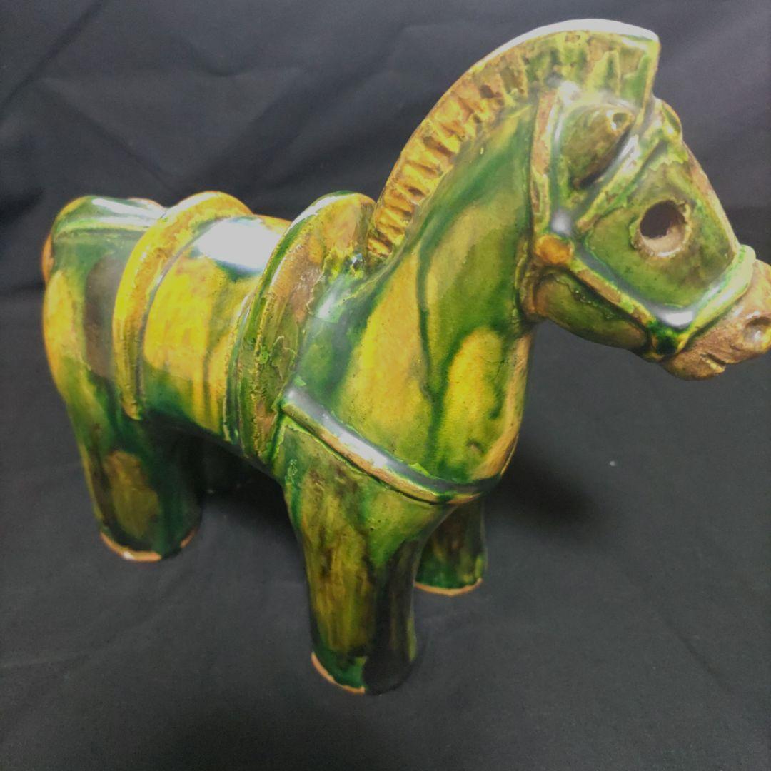 【322】三彩釉午　干支置物　祝峰造　アンティーク