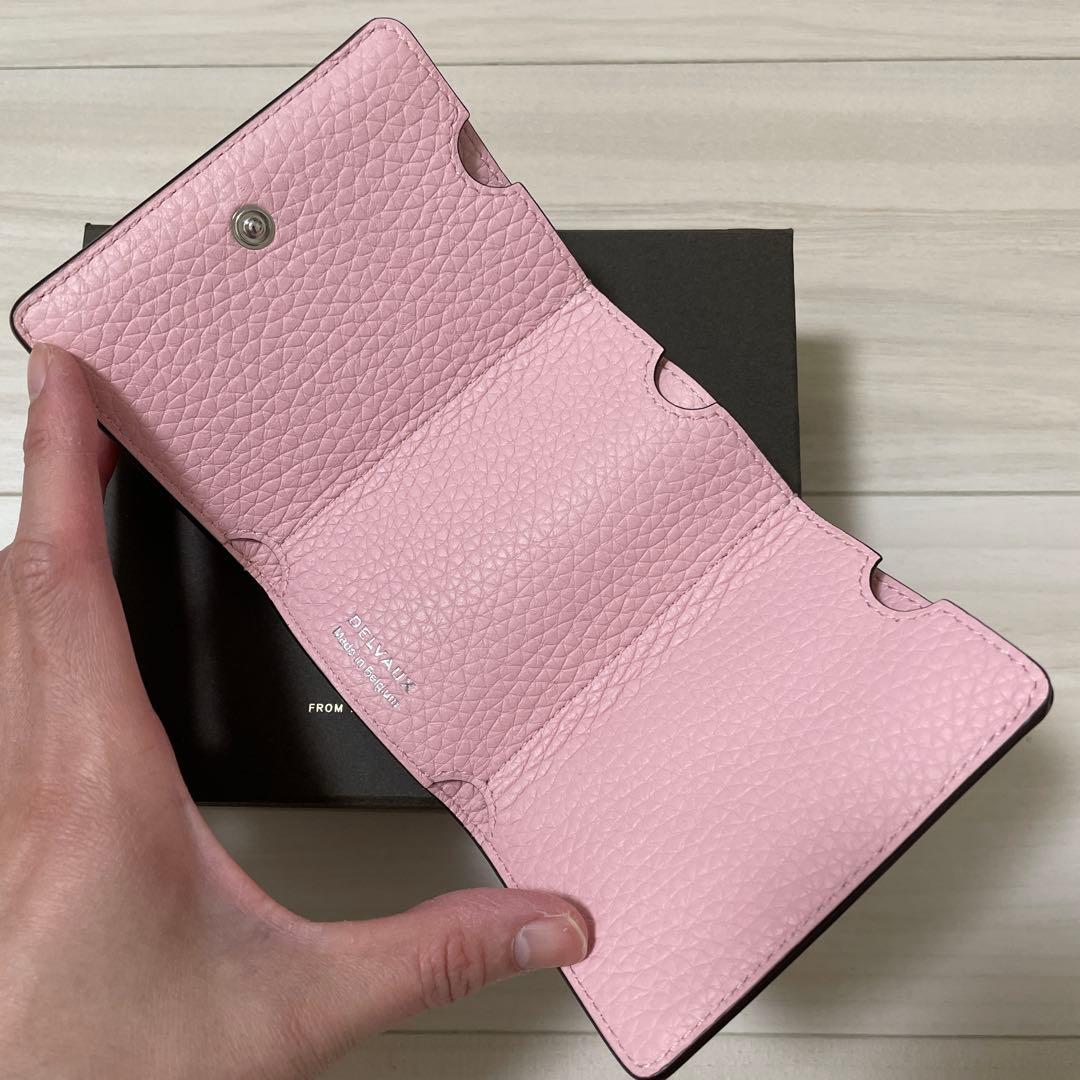 DELVAUX デルヴォー 三つ折り財布 ピンク - メルカリ