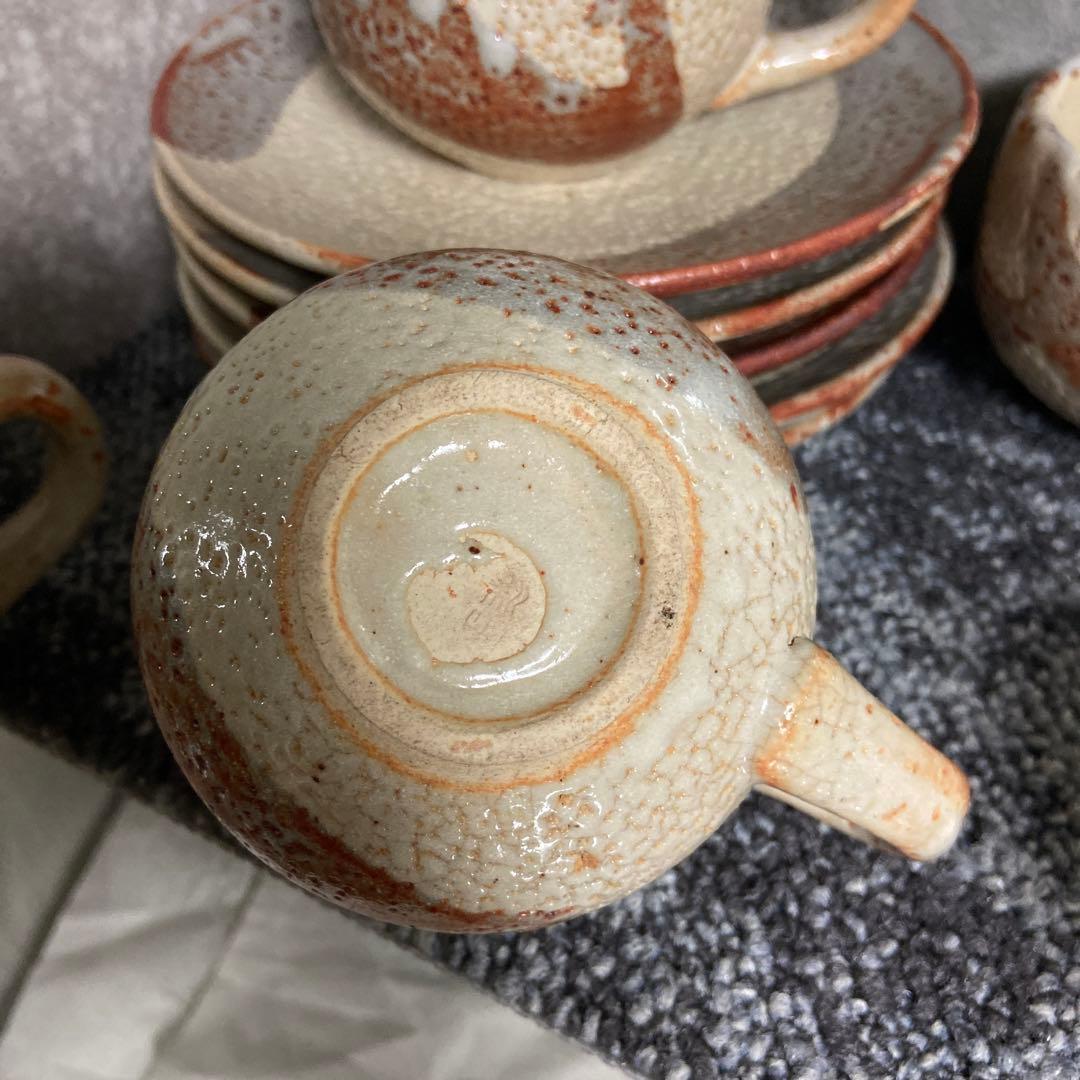 志野焼 北山窯 カップ&ソーサー 5客セット コーヒーカップ