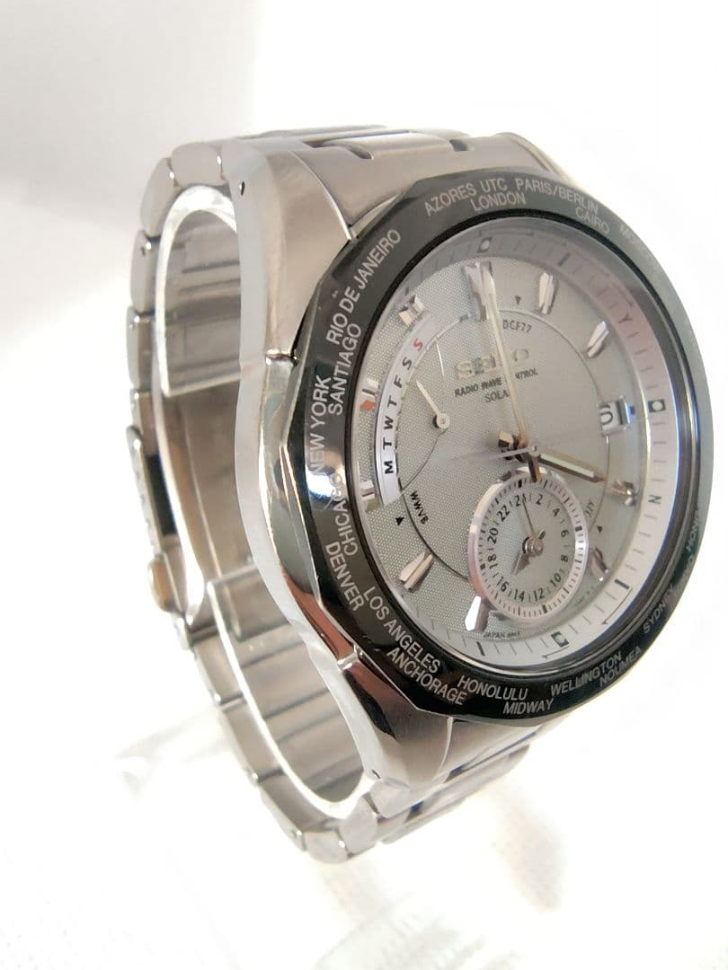 【電波ソーラー、美品】セイコー　ブライツ　ワールドタイム　チタン