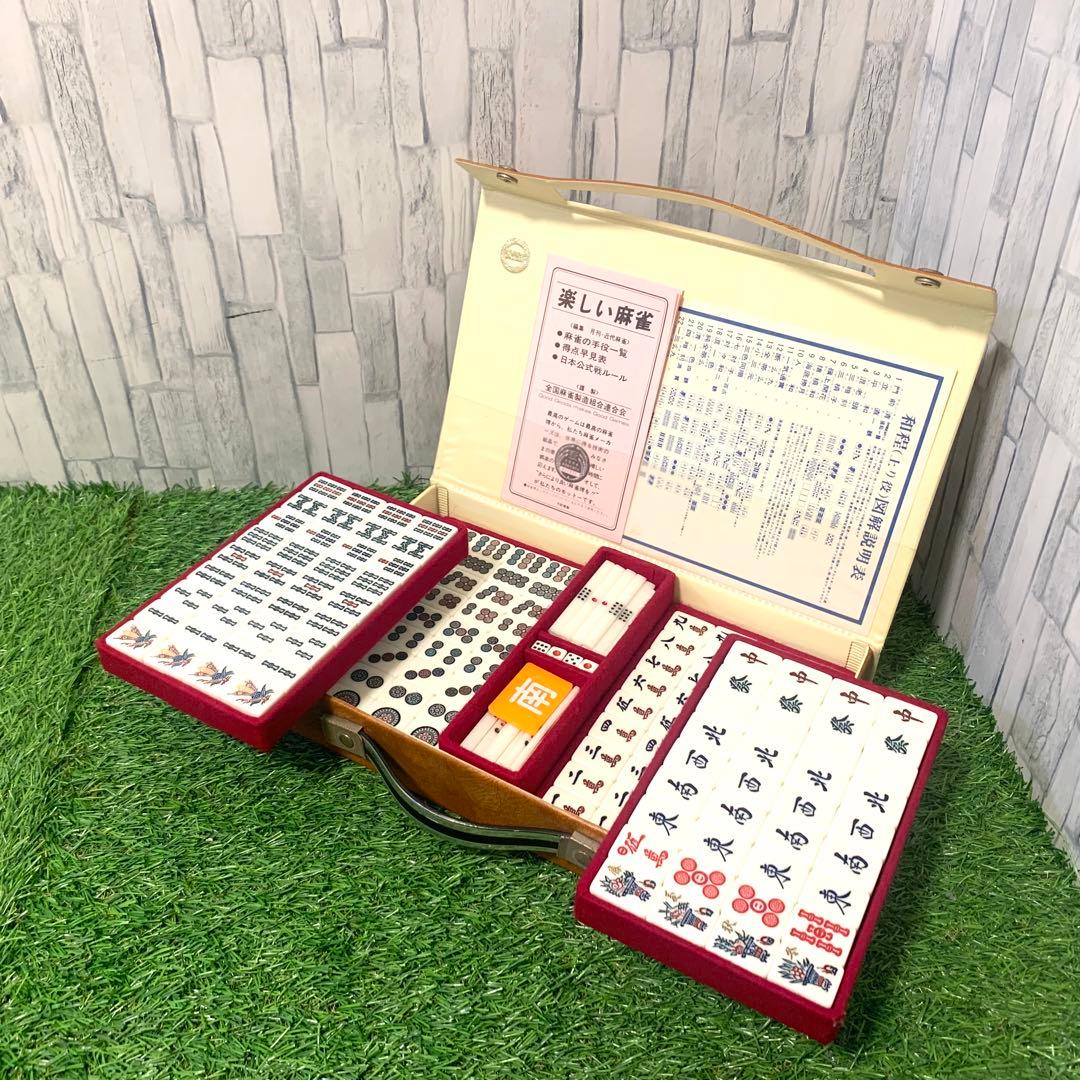 良品 希少ミズノ丸一麻雀牌 三羽一索 三色筒子 金文字花牌 赤牌丸一刻印