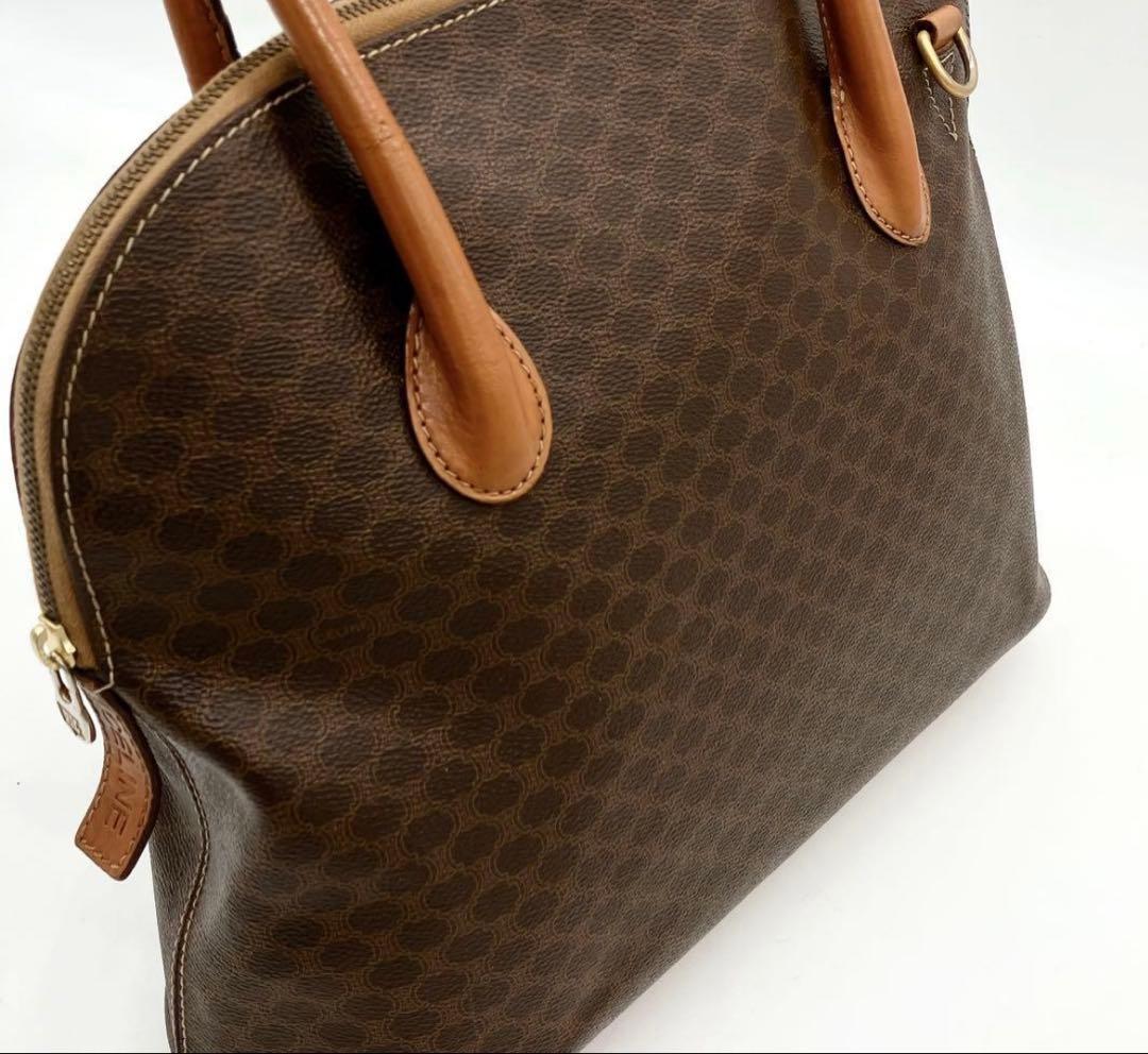 【CELINE】2wayバッグ　ハンドバッグ　マカダム柄　ダークブラウン　A4