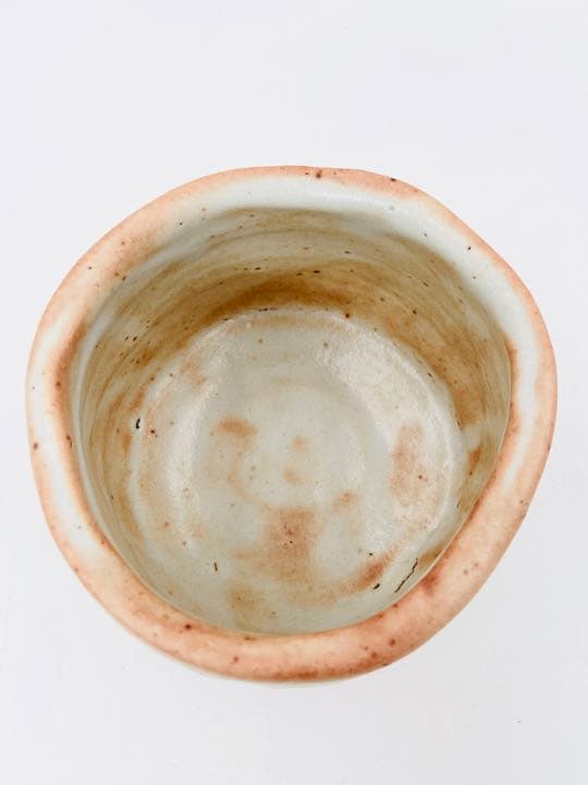 【玉置保夫】志野　茶碗　桐共箱　共布　栞　酒器　盃　岐阜県重要無形文化財保持者