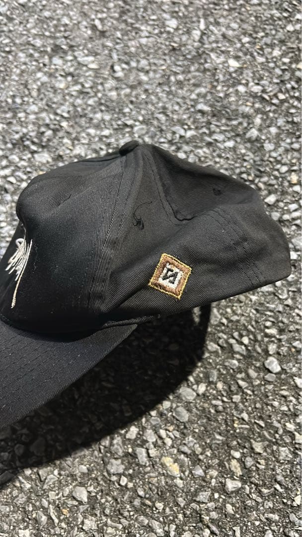 刺繍ロゴ 90s 白タグ old stussy 6パネル キャップ 黒 紫タグ 紙タグ