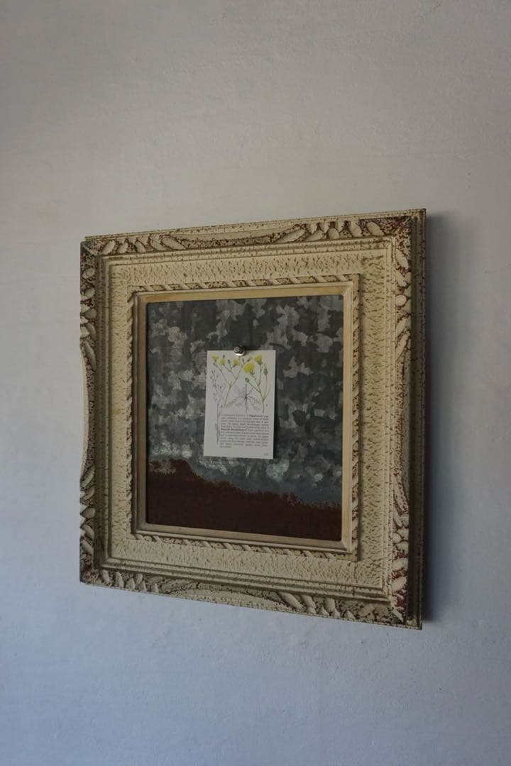 アンティークフレームのブリキサインボード 看板 店舗什器 額縁 古道具