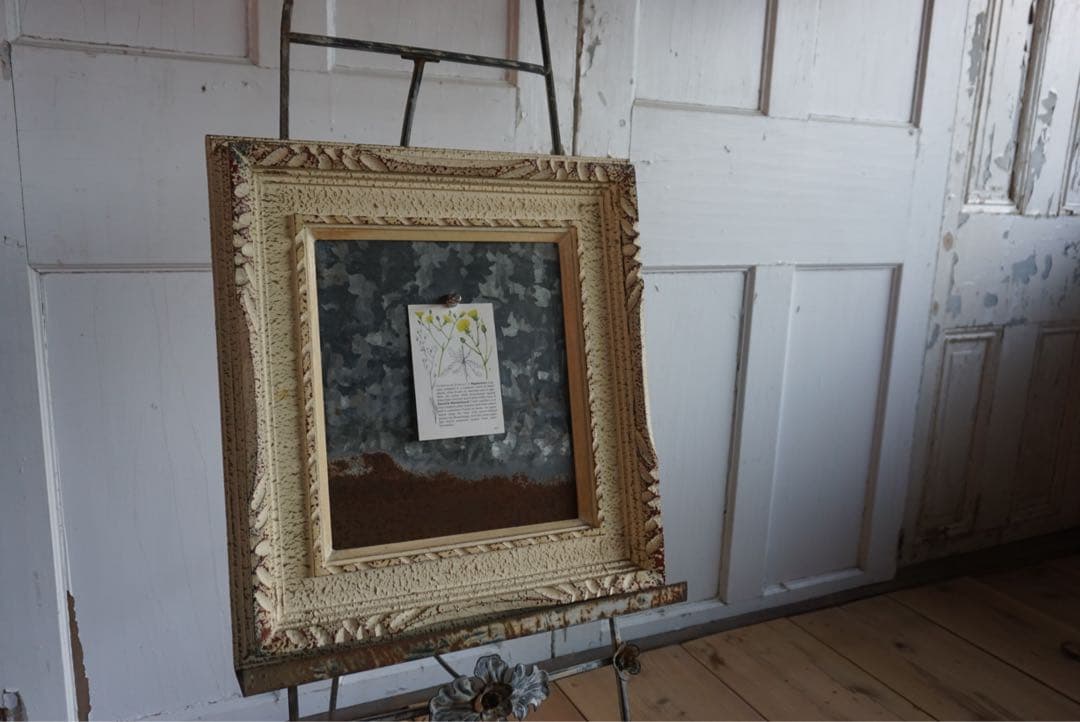 アンティークフレームのブリキサインボード 看板 店舗什器 額縁 古道具